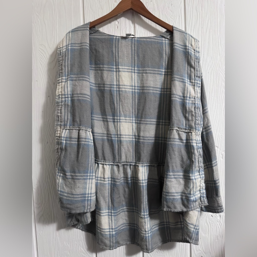 Peplum Plaid Flannel Top - Picture 7 of 9